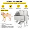 VEVOR Professional Dog Grooming Tub 62 inch Stainless Steel Pet Bathing Tub Large Dog Wash Tub with Faucet Walk-in Ramp and Accessories Dog Washing St