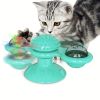 New Windmill Cat Toys Cute Rotating Interactive Cat Toy - Indoor Windmill Cat Toy With Suction Cup Catnip & Jagged Teeth Middle Ball, Smart Kitten Rot